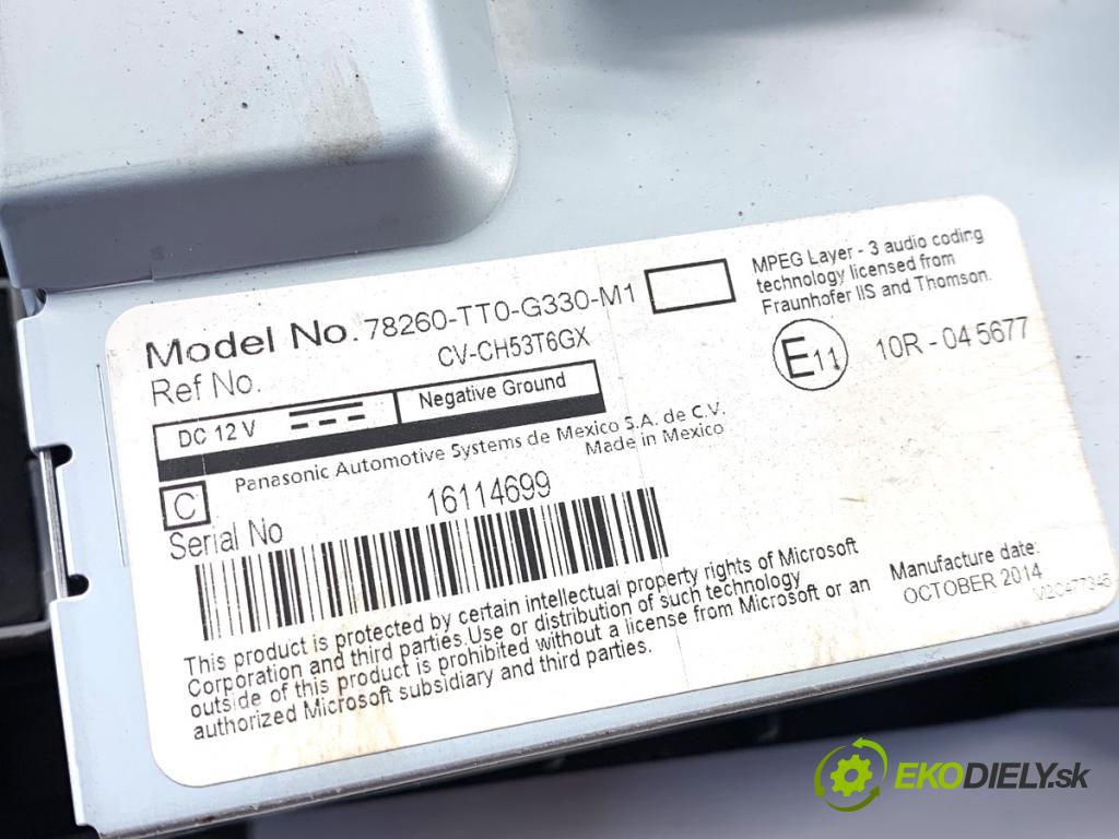 HONDA CIVIC IX sedan 2015 104 kW 1.8 (FB2) 1799 Dislpej 78260-TT0-G330-M1 (Prístrojová doska)