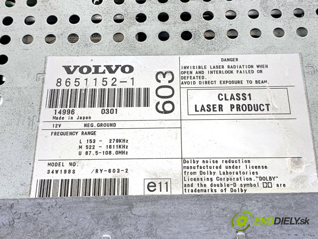 VOLVO S60 I sedan 2002 120 kW 2.4 D 2400 RADIO 8651152 (Audio zariadenie)