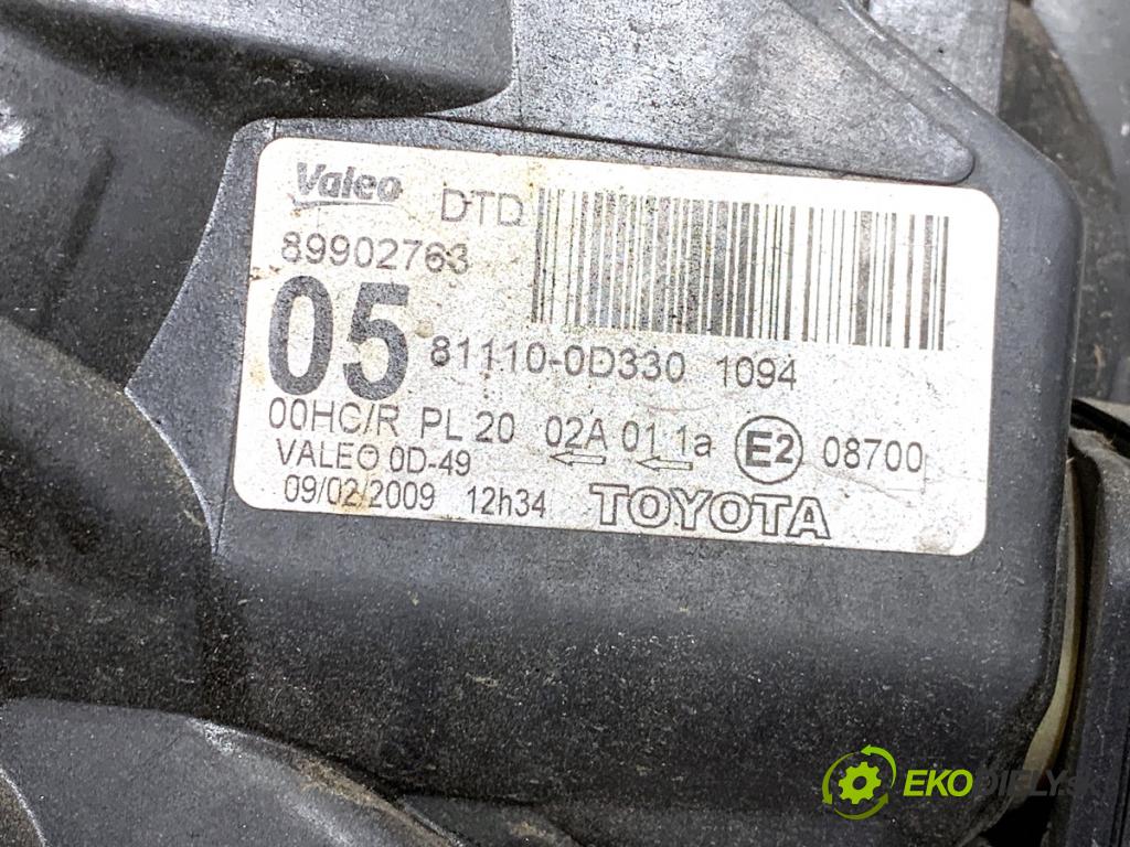 TOYOTA YARIS II liftback 2009 74 kW 1.33 VVT-i (NSP90_) 1329 Svetlomet pravy predný 81110-0D330