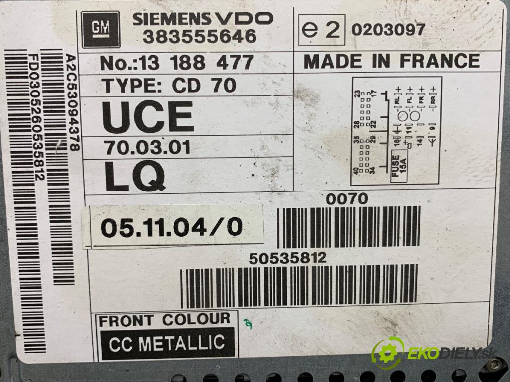 OPEL VECTRA C sedan 2006 114 kW 2.2 DGi (F69) 2198 RADIO 13188477 (Audio zariadenie)