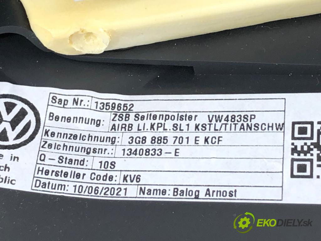 VW ARTEON liftback 2021 235 kW TSI R 1984 čalúnenie POKLADNE: zad ľavy airbag 3G8885701E