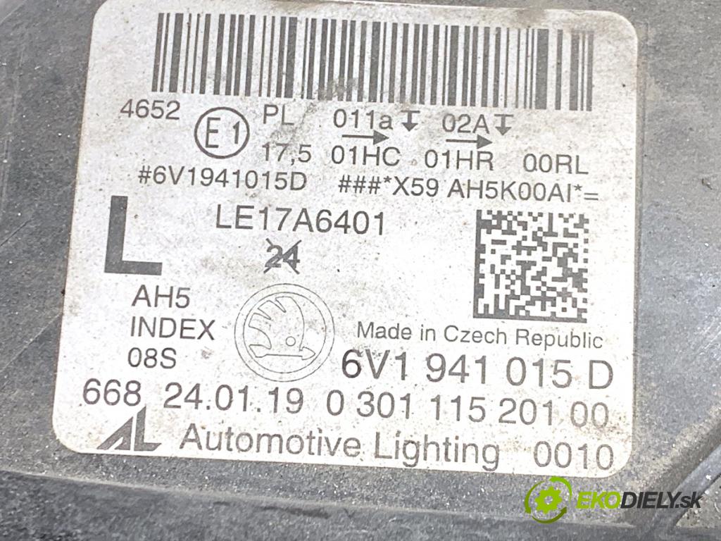 SKODA FABIA III liftback 2019 44 kW 1.0 999 světlomet levý přední část 6V1941015D