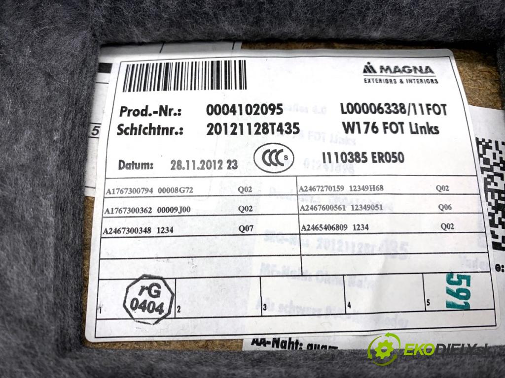 MERCEDES-BENZ W176 liftback 2012 90 kW A 180 (176.042) 1595 čalúnenie Dvere ľavy zad