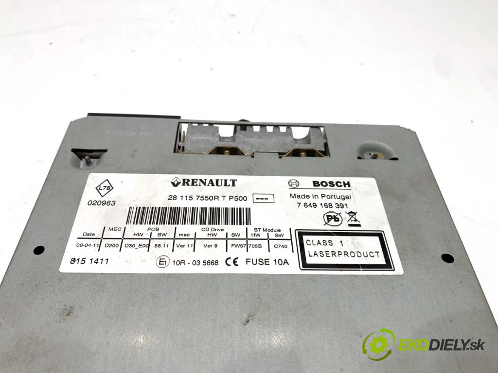 RENAULT GRAND SCENIC III nadwozie wielkoprzestrzenne (MPV) 2011 96 kW 1.4 16V (JZ0F) 1397 RADIO 281157550R (Audio zariadenie)