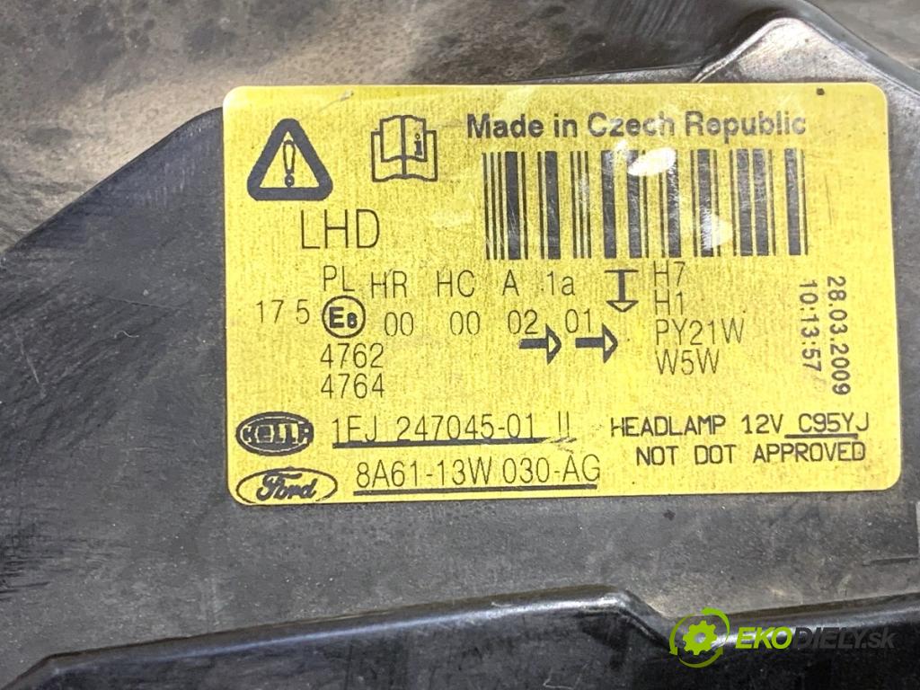 FORD FIESTA MK7 liftback 2009 44 kW 1.25 1242 světlomet levý přední část 8A61-13W030-AG