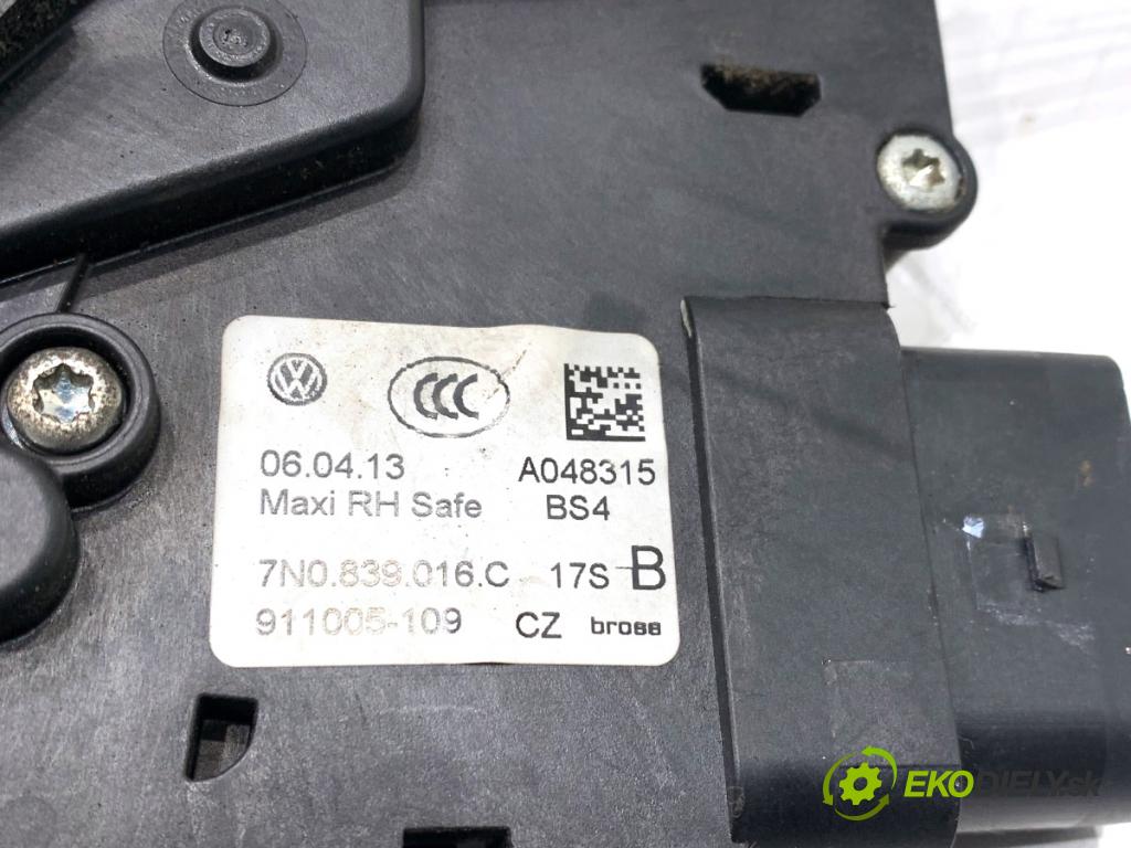 VW SHARAN nadwozie wielkoprzestrzenne (MPV) 2013 130 kW 2.0 TDI 1968 zámok Dvere pravy zad 7N0839003C 7N0839016C