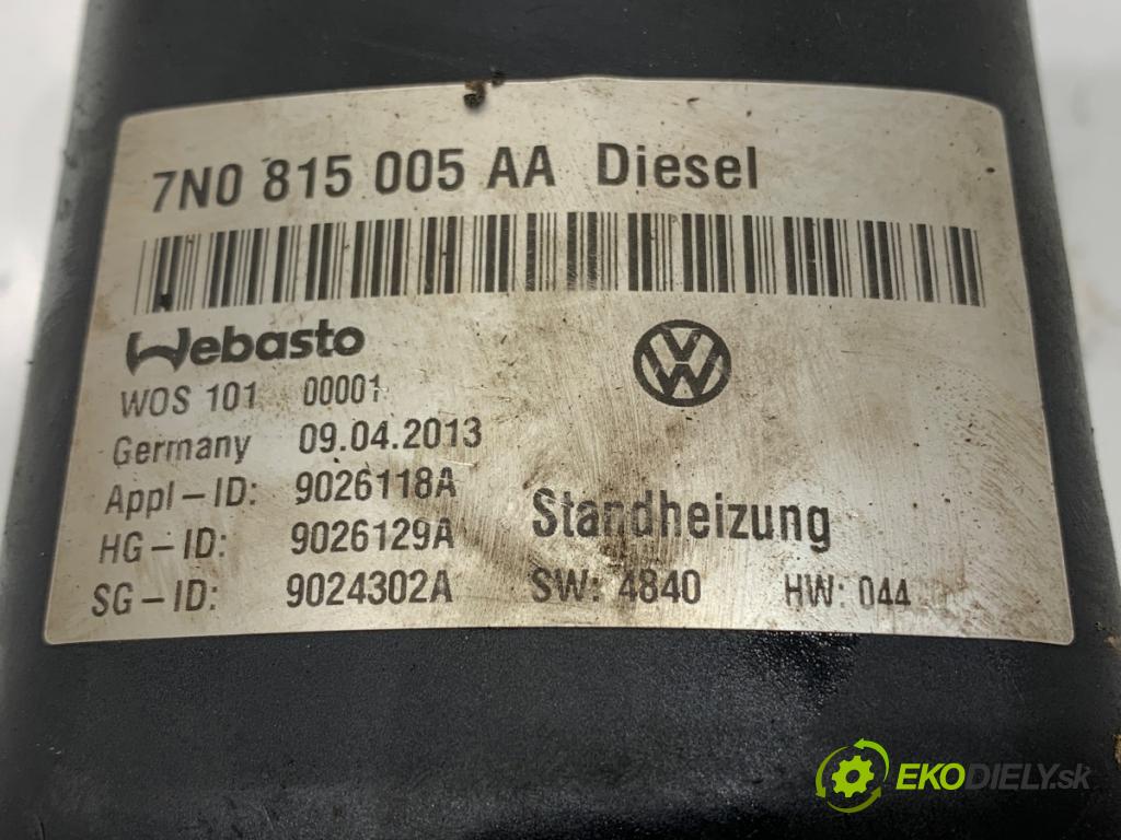 VW SHARAN nadwozie wielkoprzestrzenne (MPV) 2013 130 kW 2.0 TDI 1968 Webasto 7N0815005AA (Webasto (nezávislé topení))