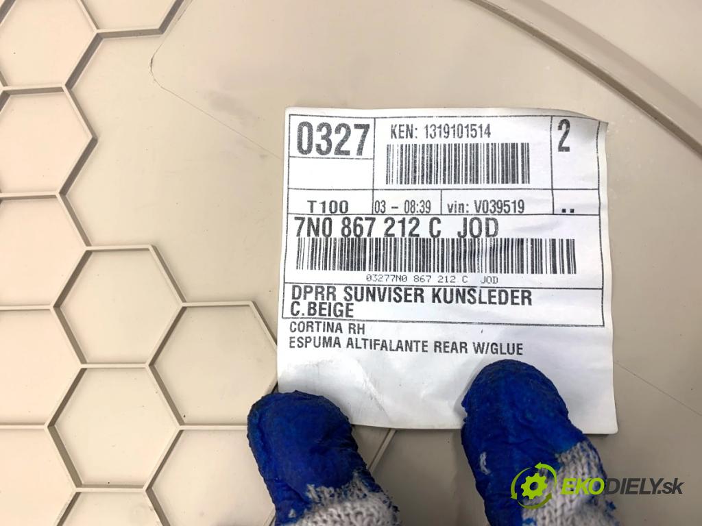 VW SHARAN nadwozie wielkoprzestrzenne (MPV) 2013 130 kW 2.0 TDI 1968 ča dveře pravý zadní část Roleta 7N0867212C