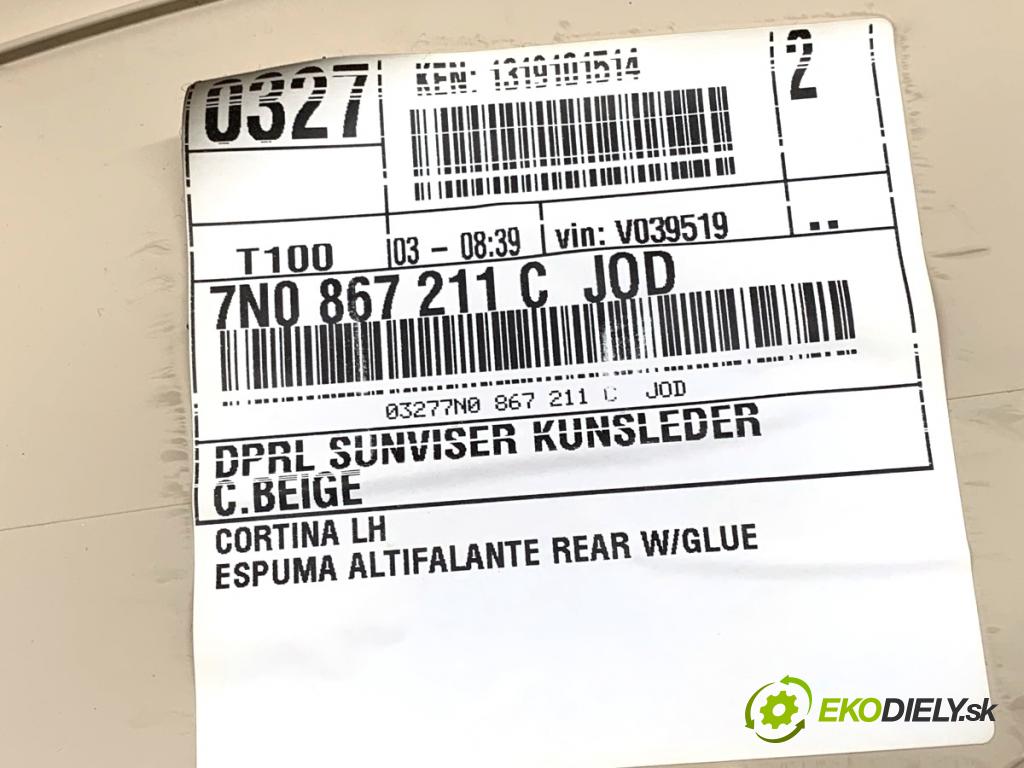 VW SHARAN nadwozie wielkoprzestrzenne (MPV) 2013 130 kW 2.0 TDI 1968 ča dveře levý zadní část Roleta 7N0867211C