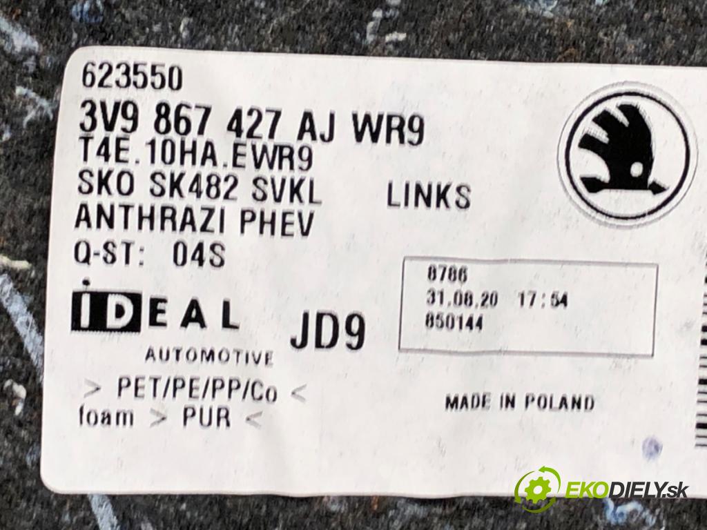 SKODA SUPERB III Kombi 2020 160 kW 1.4 TSI iV 1395 čalúnenie kufra ľavy 3V9867427AJ