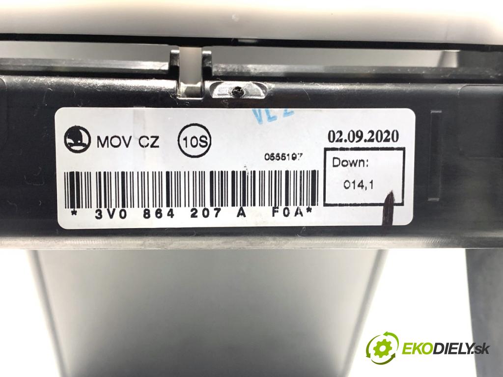 SKODA SUPERB III Kombi 2020 160 kW 1.4 TSI iV 1395 Lakťová opierka 3V0864207A (Lakťová opierka)