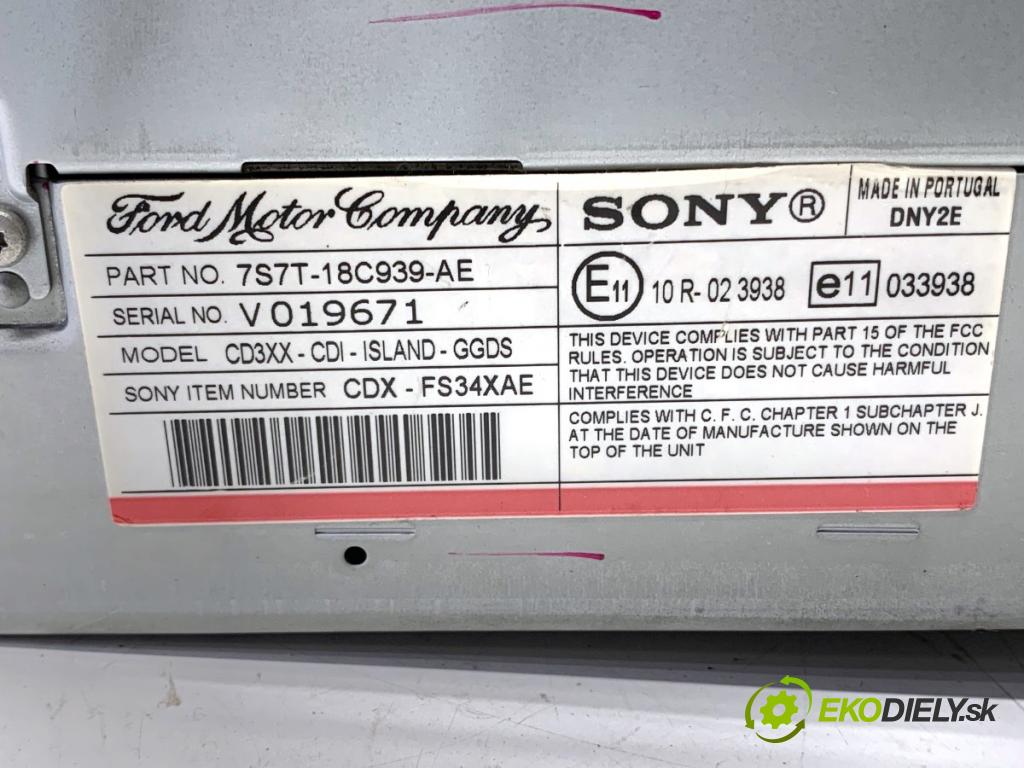 FORD MONDEO MK4 Kombi 2007 92 kW 1.8 TDCi 1753 RADIO 7S7T-18C939-AE (Audio zařízení)