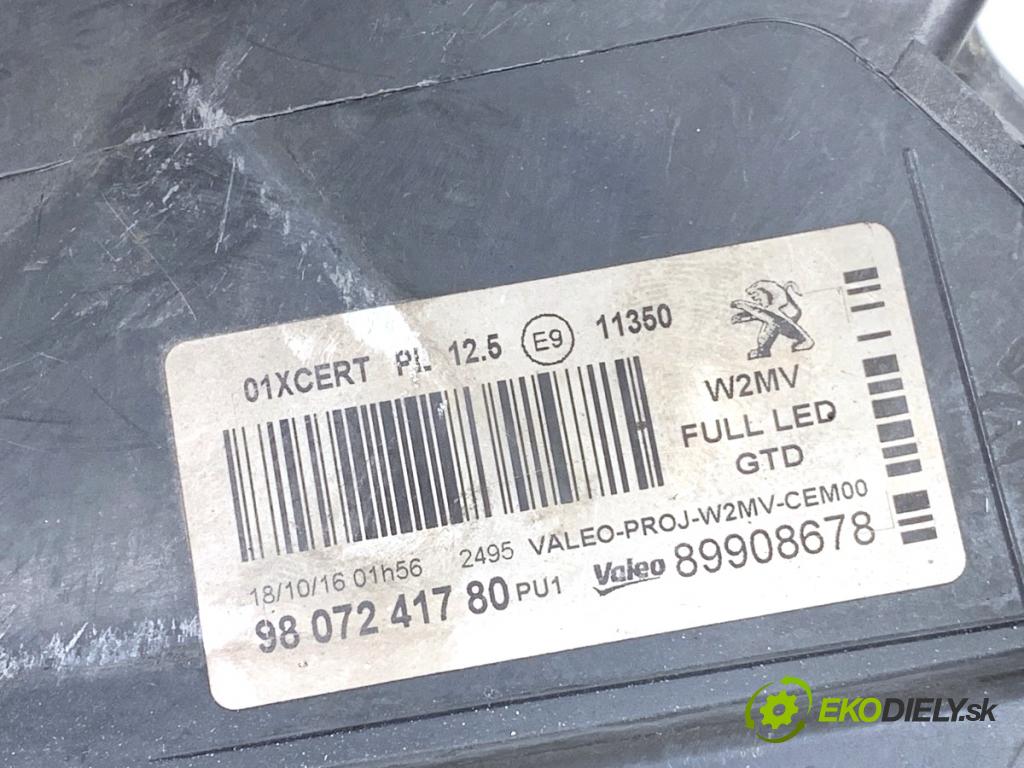 PEUGEOT 508 SW I Kombi 2017 133 kW 2.0 HDi 180 RXH 1997 světlomet levý přední část ÚPLNÝ LED 9807241880