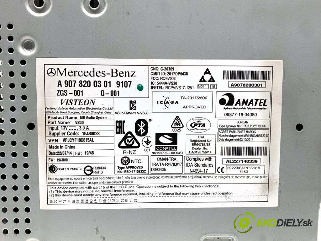 MERCEDES-BENZ SPRINTER 3,5-t Tourer Bus Autobus 2022 125 kW 317 CDI (907.731, 907.733, 907.735) 1950 RADIO A9078200301 (Audio zariadenie)