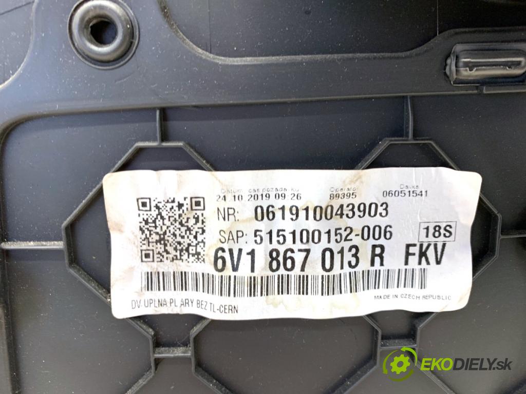SKODA FABIA III liftback 2019 55 kW 1.0 999 čalúnenie Dvere ľavy predný 6V1867013R