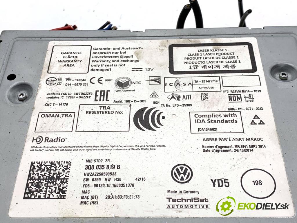 VW GOLF VII liftback 2016 92 kW 1.4 TSI 1395 čítač navigácie 3Q0035819B (Elektrosúčasti ostatné)