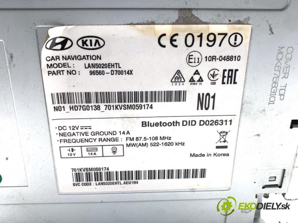 HYUNDAI TUCSON SUV 2015 130 kW 1.6 T-GDi 1591 RADIO 96560-D70014X (Audio zariadenie)