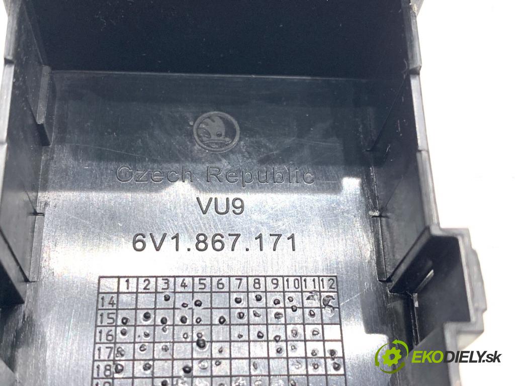 SKODA FABIA III liftback 2019 55 kW 1.0 999 Prepínač okien 5E0959858A (Prepínacie páčky pod volantom)