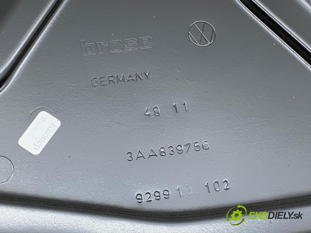 VW PASSAT B7 Kombi 2012 100 kW 2.0 TDI 1968 Mechanizmus okna pravy zad 3AA839756