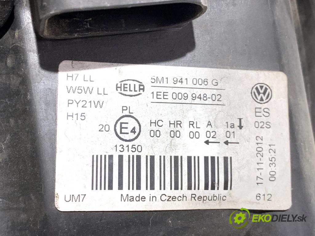 VW GOLF PLUS V liftback 2013 90 kW 1.4 TSI 1390 světlomet pravý přední část 5M1941006G