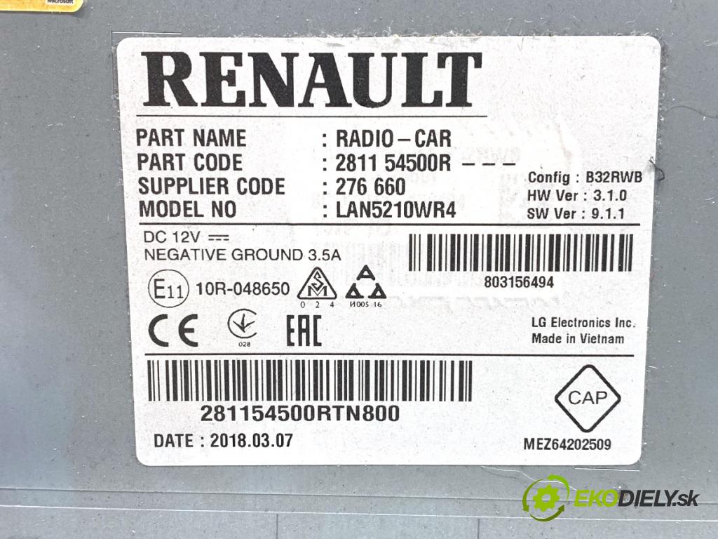 RENAULT CLIO IV liftback 2018 55 kW 1.5 dCi 75 1461 RADIO 281154500R (Audio zariadenie)