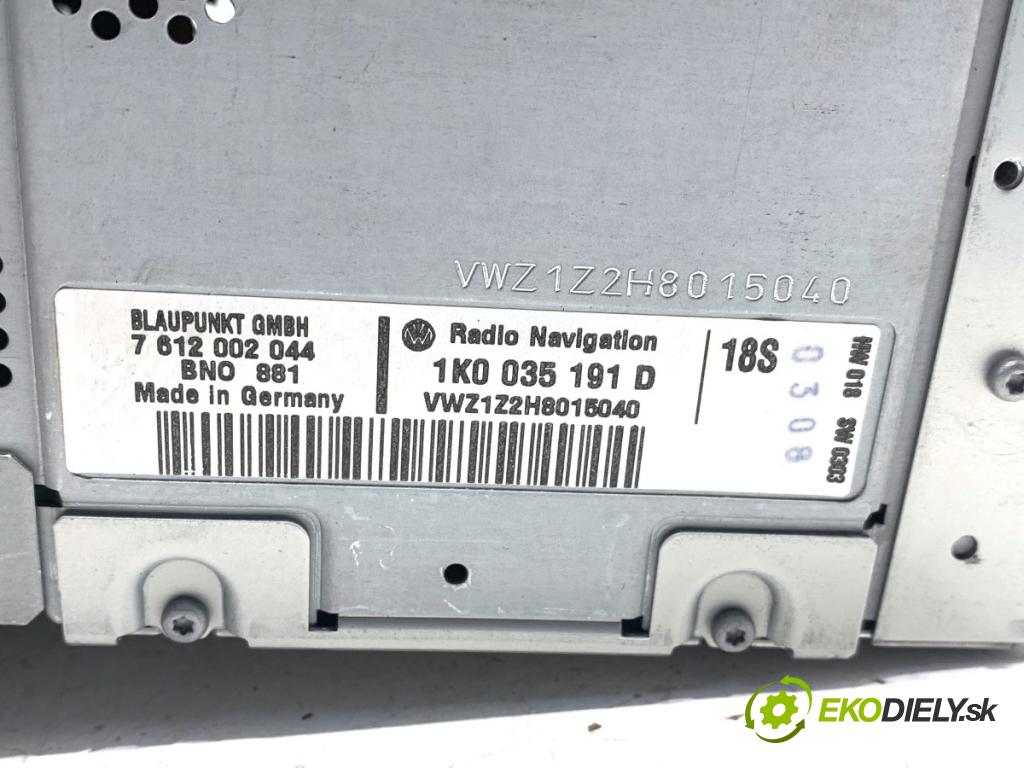 VW GOLF PLUS V liftback 2008 77 kW 1.9 TDI 1896 RADIO 1K0035191D (Audio zariadenie)