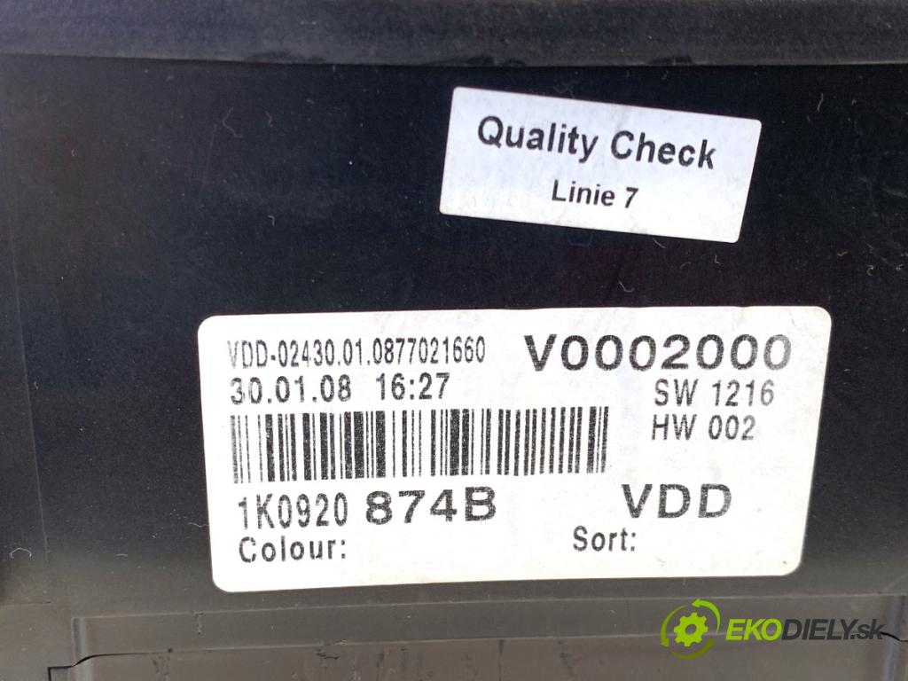 VW GOLF PLUS V liftback 2008 77 kW 1.9 TDI 1896 Prístrojovka 1K0920874B (Prístrojová doska)