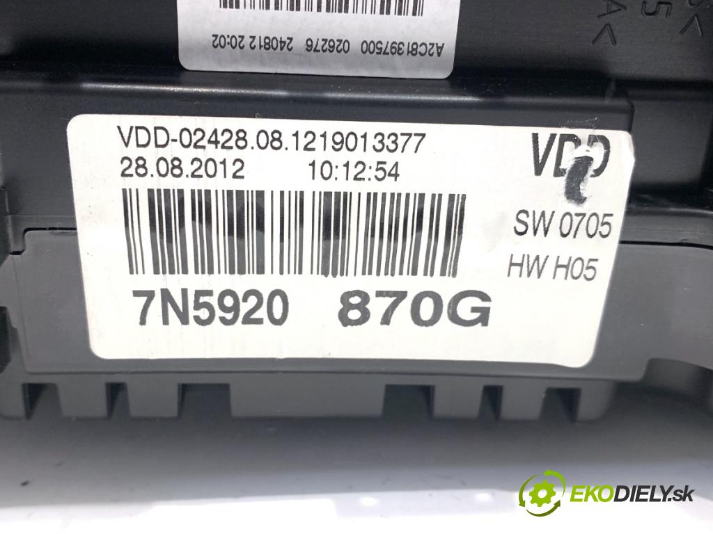 SEAT ALHAMBRA II nadwozie wielkoprzestrzenne (MPV) 2012 125 kW 2.0 TDI 1968 Prístrojovka 7N5920870G (Prístrojová doska)