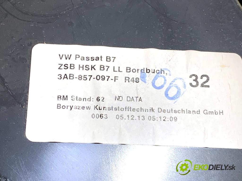 VW PASSAT B7 sedan 2013 103 kW 2.0 TDI 1968 Priehradka, kastlík spolujazdca 3C1857114E (Priehradka (kastlík))
