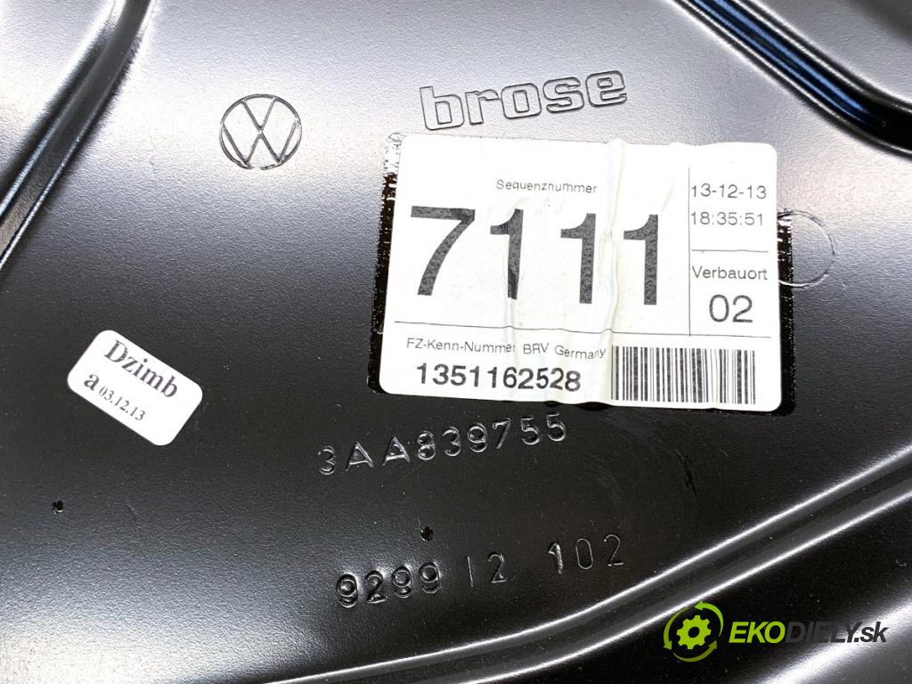 VW PASSAT B7 sedan 2013 103 kW 2.0 TDI 1968 Mechanizmus okna ľavy zad