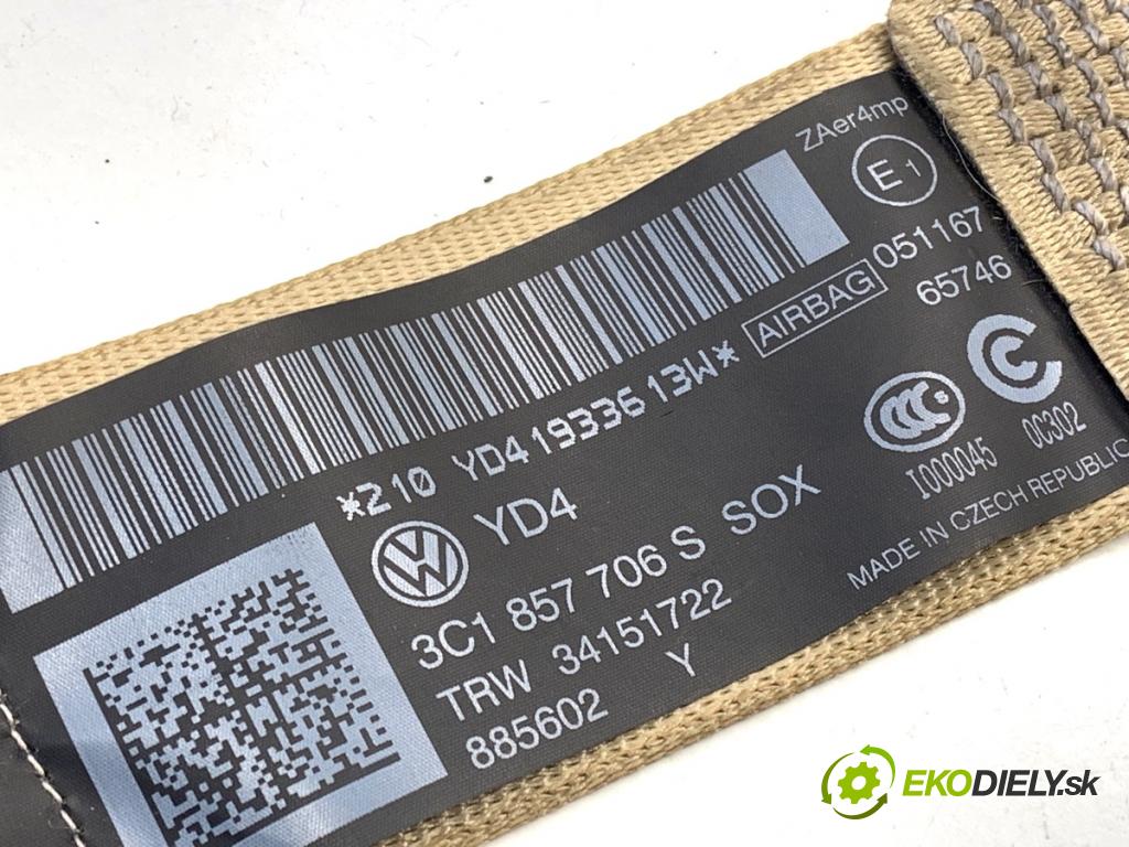 VW PASSAT B7 sedan 2013 103 kW 2.0 TDI 1968 Držiak BEZPEČNOSŤ pravy predný 3C1857706S