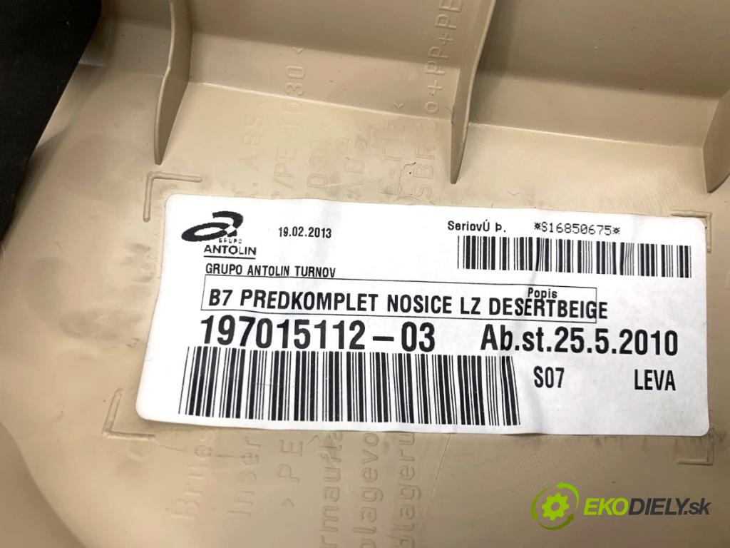 VW PASSAT B7 sedan 2013 103 kW 2.0 TDI 1968 čalúnenie Dvere ľavy zad Roleta