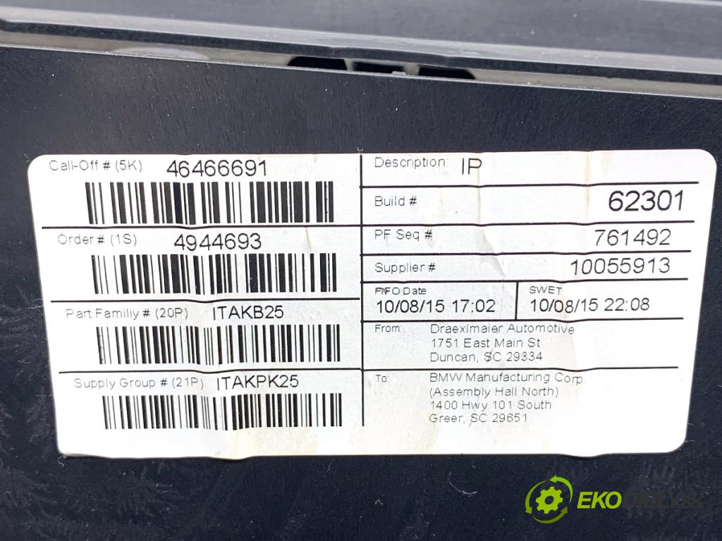 BMW F25 SUV 2016 180 kW xDrive 28 i 1997 palubní doska POLŠTÁŘ: spolujezdce