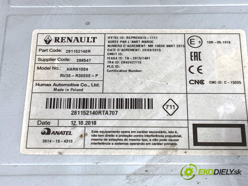 RENAULT MASTER III Autobus 2019 125 kW 2.3 dCi 170 FWD (JV0L) 2298 RADIO 281152140R (Audio zariadenie)