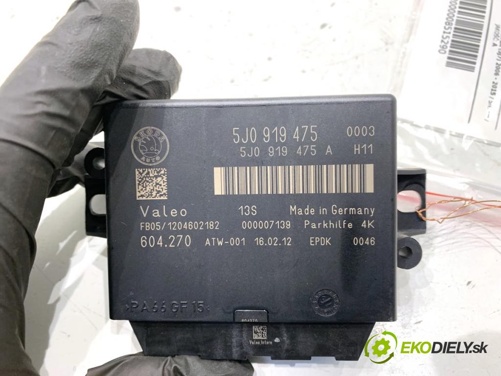 SKODA ROOMSTER nadwozie wielkoprzestrzenne (MPV) 2012 63 kW 1.4 1390 Modul PDC 5J0919475 (Riadiaca jednotka ostatné)