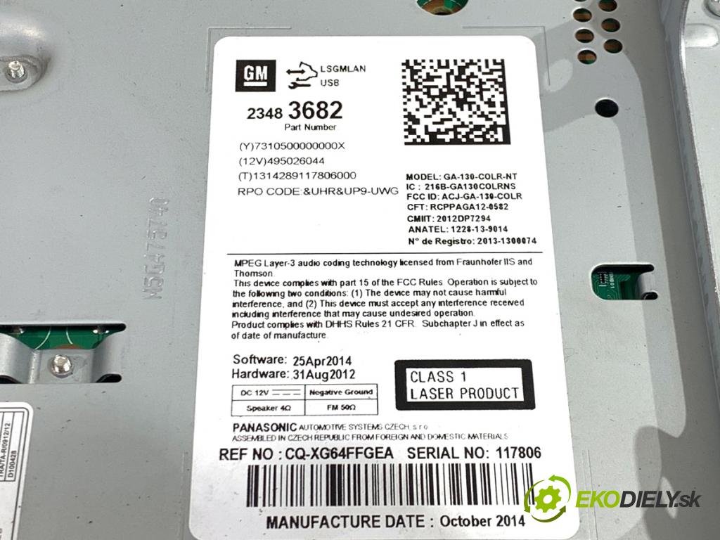 OPEL ZAFIRA C nadwozie wielkoprzestrzenne (MPV) 2014 100 kW 1.6 CDTI (75) 1598 RADIO 23483682 (Audio zariadenie)