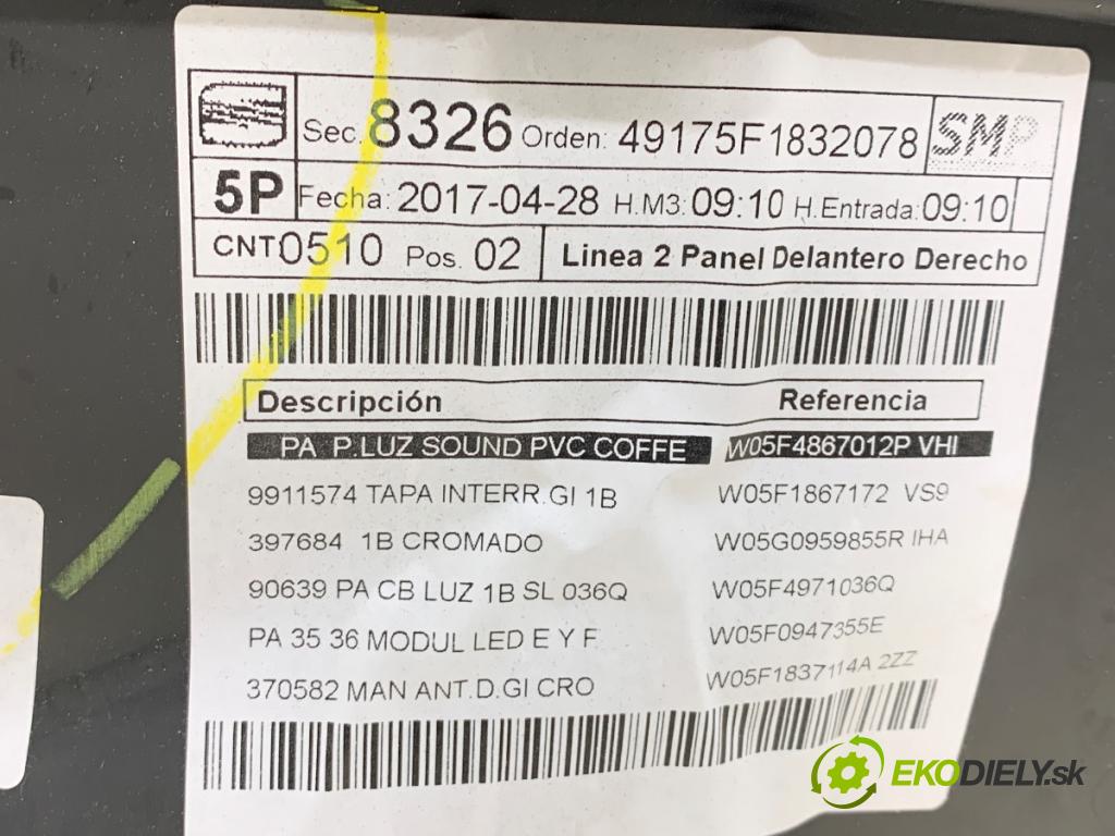 SEAT LEON III liftback 2017 132 kW 1.8 TSI 1798 čalúnenie Dvere pravy predný