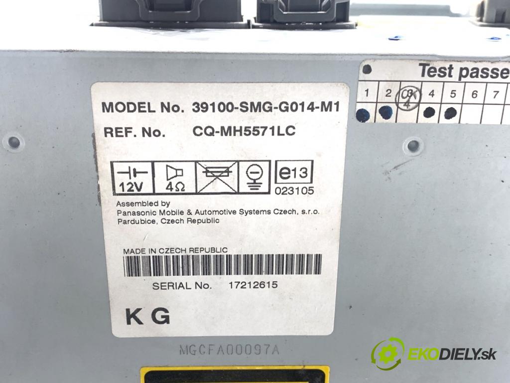 HONDA CIVIC VIII liftback 2006 61 kW 1.4 (FK1) 1339 RADIO 39100-SMG-G014-M1 (Audio zariadenie)