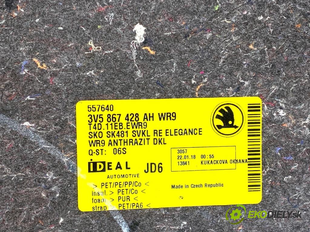 SKODA SUPERB III liftback 2018 110 kW 2.0 TDI 1968 čalúnenie kufra pravy 3V5867428AH