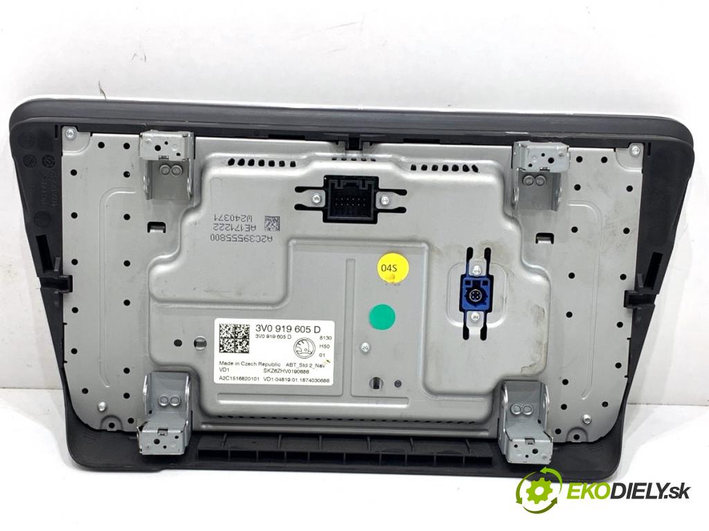 SKODA SUPERB III liftback 2018 110 kW 2.0 TDI 1968 RADIO Navigácia 3V0919605D (Audio zariadenie)