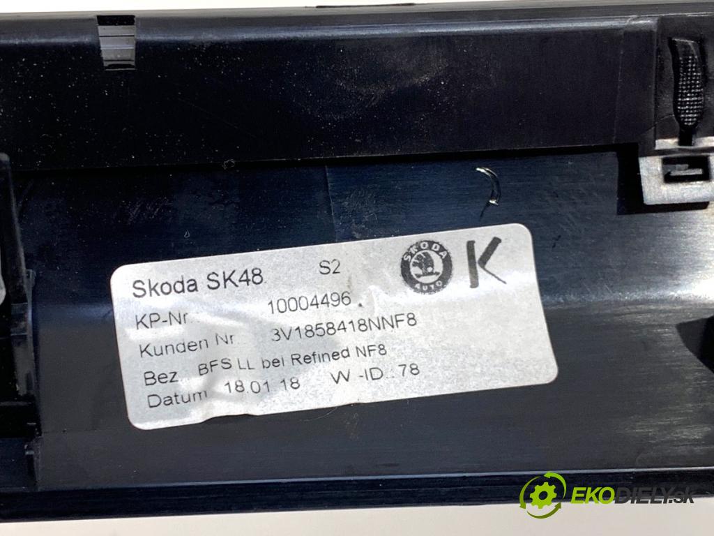 SKODA SUPERB III liftback 2018 110 kW 2.0 TDI 1968 lišty kryt 3V1858418 3V1858415 (Lišta)