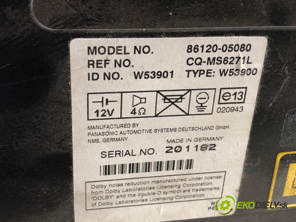 TOYOTA AVENSIS T25 liftback 2003 95 kW 1.8 (ZZT251_) 1794 RADIO 86120-05080 (Audio zariadenie)