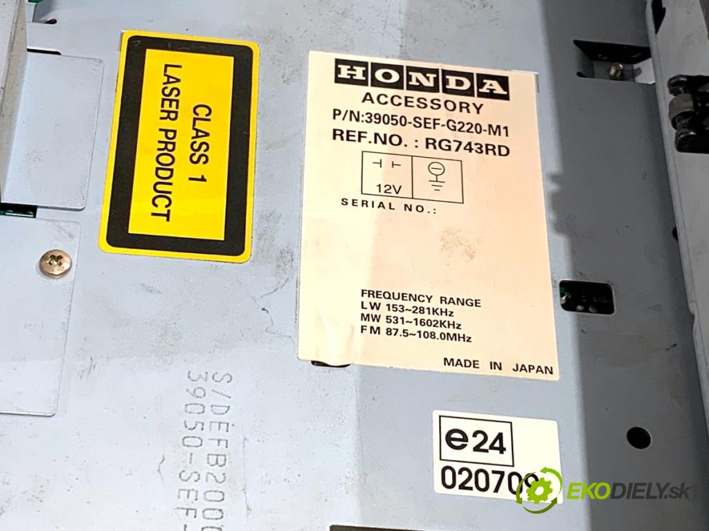 HONDA ACCORD VII sedan 2004 103 kW 2.2 i-CTDi (CN1) 2204 RADIO 39050-SEF-G220-M1 (Audio zariadenie)