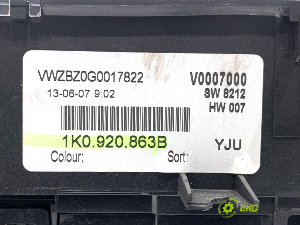 VW GOLF V Kombi 2007 77 kW 1.9 TDI 1896 Prístrojovka 1K0920863B (Prístrojová doska)