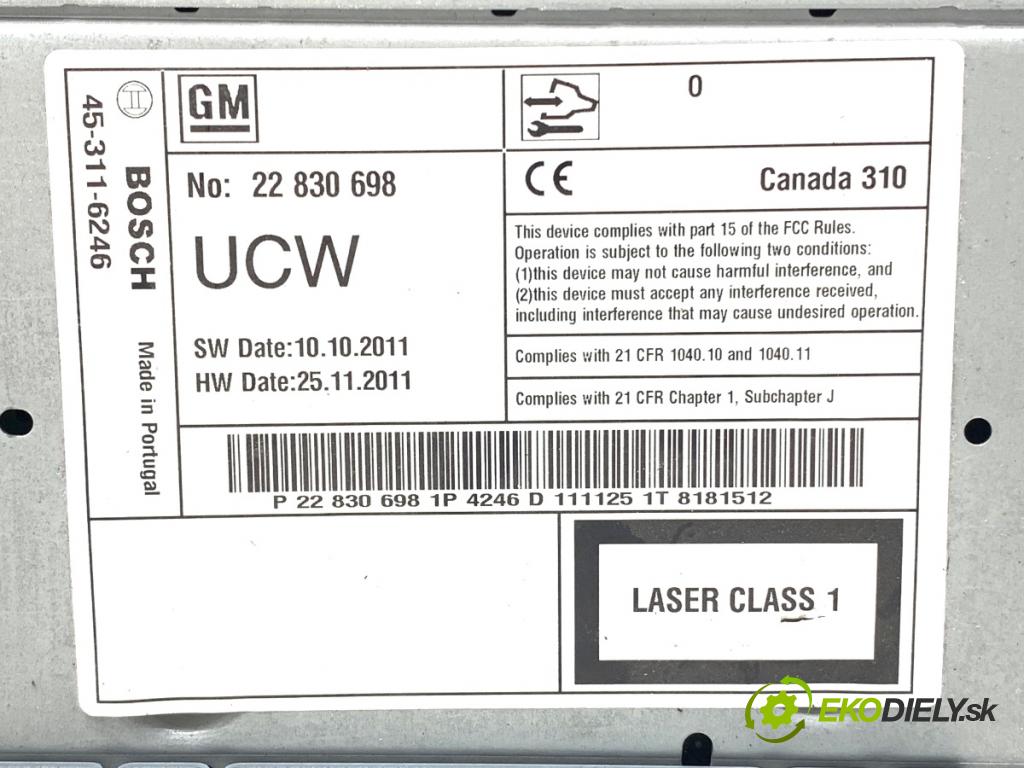 OPEL INSIGNIA A Kombi 2011 162 kW 2.0 Turbo (35) 1998 RADIO 22830698 (Audio zariadenie)