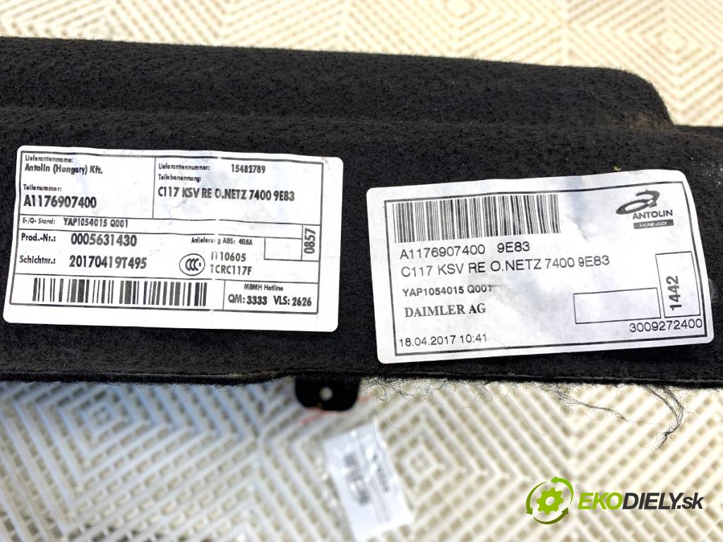 MERCEDES-BENZ CLA coupe coupe 2017 80 kW CLA 180 CDI / d (117.312) 1461 čalúnenie kufra pravy A1176907400
