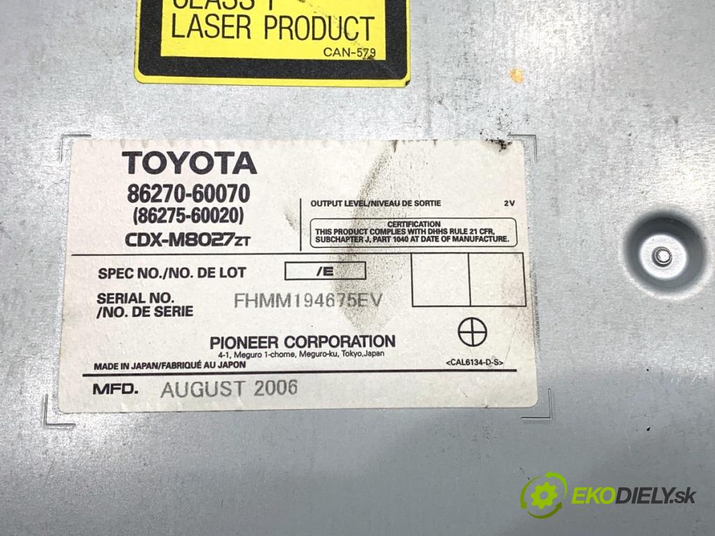 TOYOTA LAND CRUISER J12 samochód terenowy zamknięty 2006 127 kW 3.0 D-4D (KDJ120, KDJ125, KDJ121) 2982 Menič CD 86270-60070 (CD menič)
