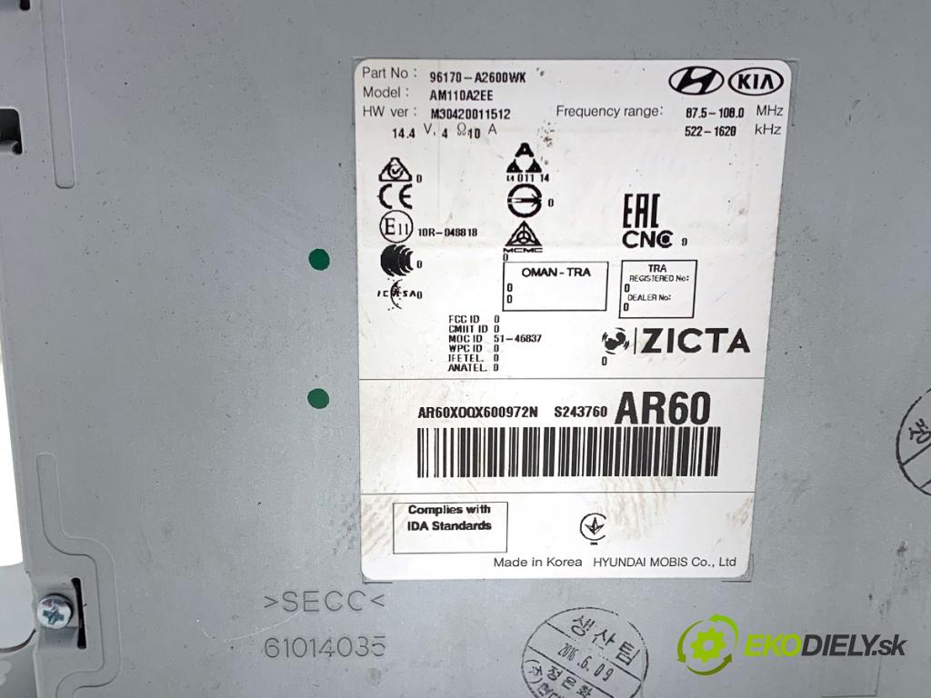 KIA CEED Kombi 2016 100 kW 1.6 CRDi 136 1582 RADIO 96170A2600WK (Audio zariadenie)