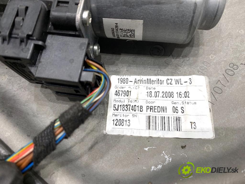 SKODA FABIA II liftback 2008 77 kW 1.9 TDI 1896 Mechanizmus okna ľavy predný 6Q2959802F