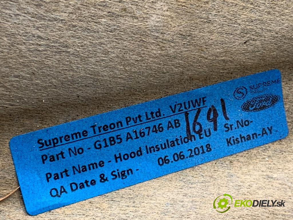 FORD KA+ liftback 2018 63 kW 1.2 1194 Odhlučnenie kapoty G1B5A16746AB